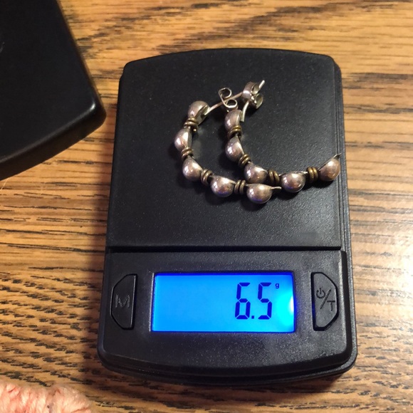 Vintage Mexican silver and bronze wrapped half hoops - Picture 8 of 8